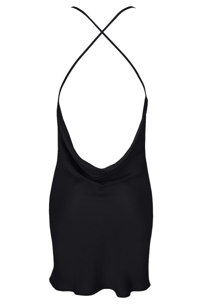 GLOSSY BLACK SILK DRESS GLOSSY BLACK SILK DRESS