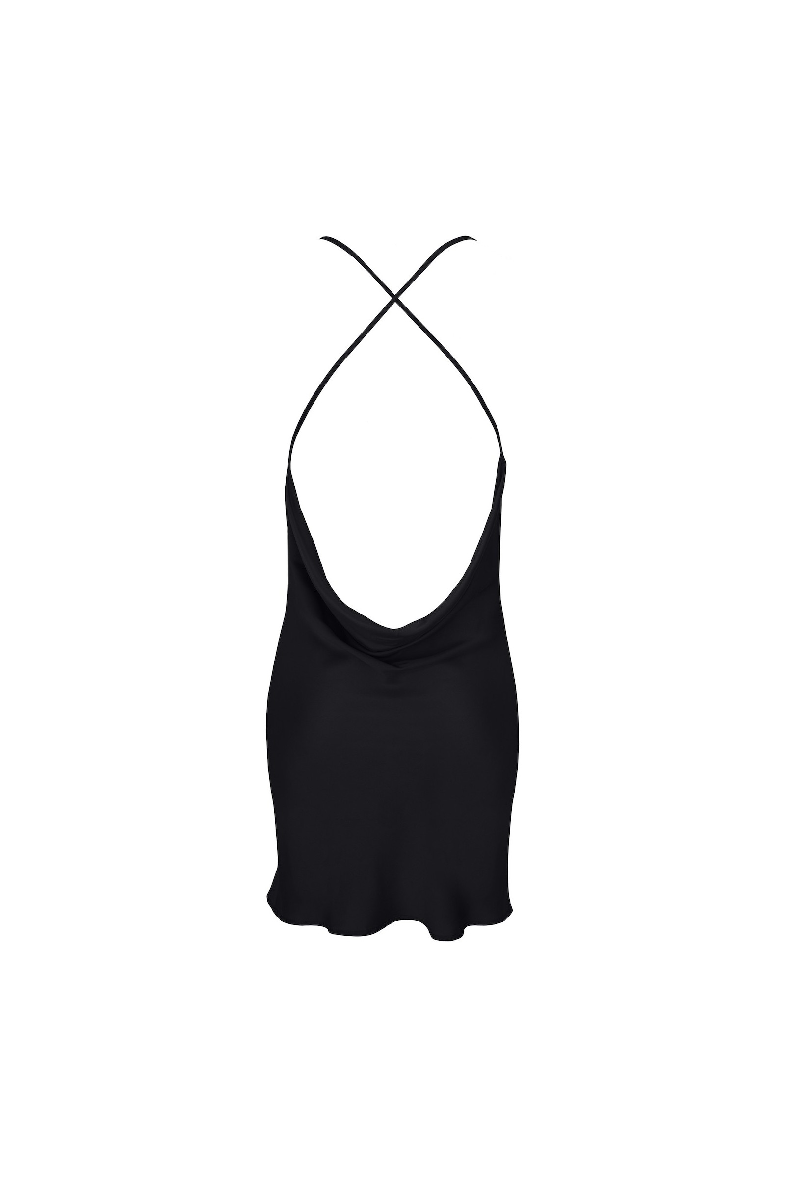 SUKIENKA GLOSSY BLACK SILK