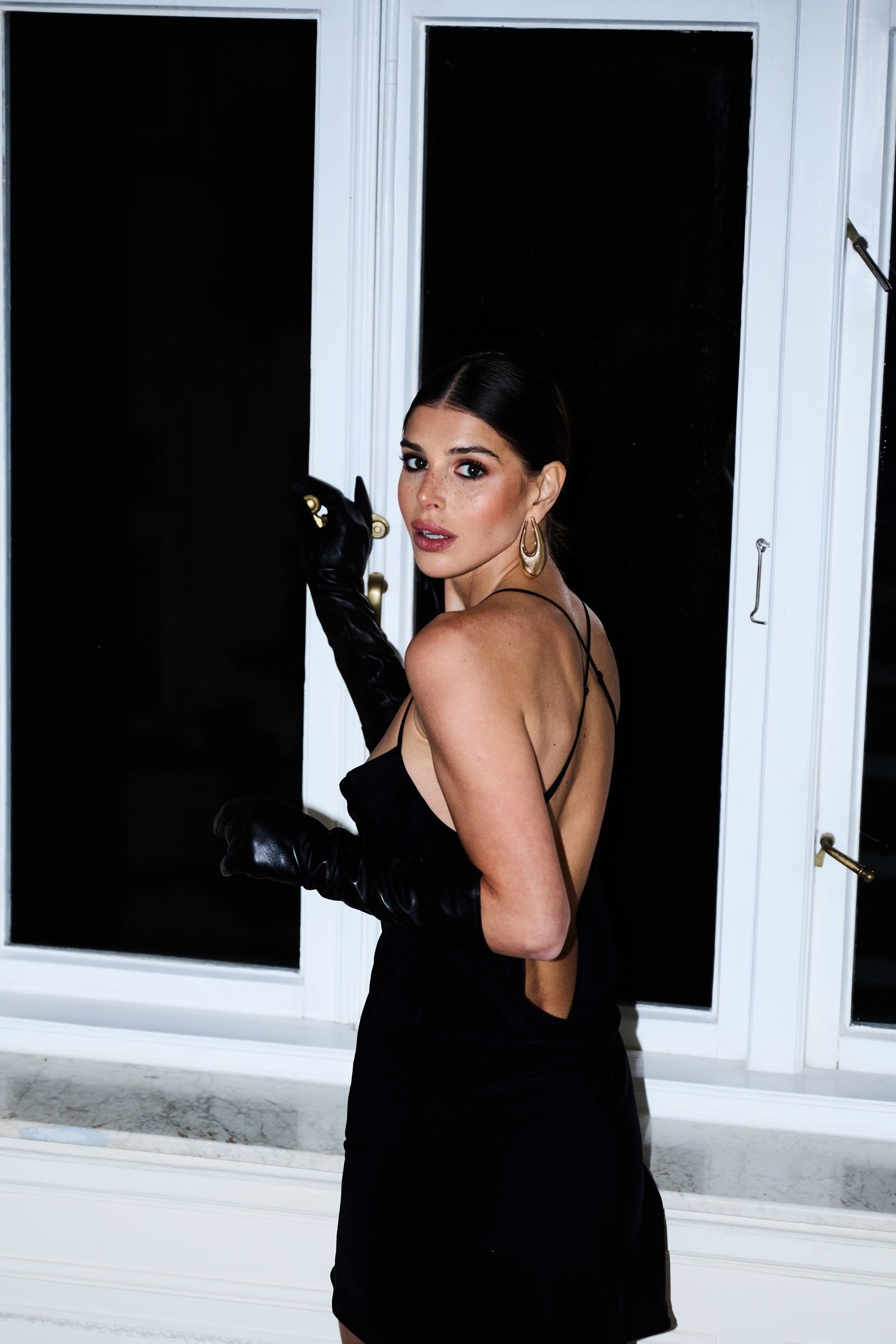 GLOSSY BLACK SILK DRESS